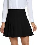 Urban CoCo Women's Pleated High Waist Solid School Uniform Skirt (Black, XL)