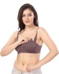 Fabme Women's Nylon Blend Wire Free Modern Nursing Padded Bra (BR0278_Purple