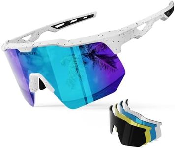 HAAYOT Polarized Sports Sunglasses for Men Women Baseball Cycling Running Softball Biking Glasses 5 Lenses White Blue