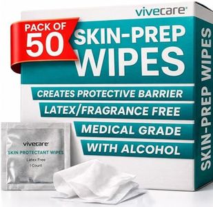 Vivecare Skin Prep Wipes (50 Count) – Sterile Protective Skin Barrier & Alcohol Wipes for Adhesive – Medical Skin Prep Pads to Create Barrier Film between Skin & Attachment - For Ostomy, IV & Adhesive