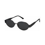 4Flaunt Retro Oval Sunglasses For Women & Men | Trending, Stylish & Durable Metal Frame Vintage 90s Sunglasses With UV 400 Protection Lenses (C7 - Matte Black/Grey)