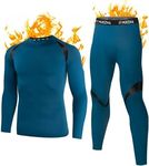 Muezna Men's Thermal Top and Bottom Set Underwear Long Johns Base Layer with Soft Fleece Lined Deep Blue