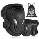 Forzueby Youth/Kids Protective Gear Sets Adjustable Knee Pads and Elbow Pads Wrist Guards for Kids Skateboard Roller Skates Scooter Inline Skating Cycling BMX. (Black, S)