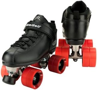 Riedell Dart Roller Skates for Men and Women - Colorful, Ultra-Durable Speed Skate with Precision Fit and Matching Color Wheels, Roller Skates, Black - 7