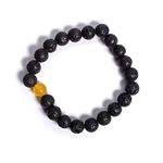 MODERN CULTURE JEWELLERY Natural Healing Crystal Round Shape 8.5mm Lava Stone With Orange Beads Bracelet For Unisex