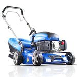 Hyundai Petrol Self Propelled Lawnmower, 17"/43cm 139cc, Recoil Pull Start, 5 Adjustable Cutting Heights, Large 45l Grass Collector Bag, Foldable Handles, 3 Year Warranty,