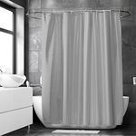 Encasa XO Shower Curtain Waterproof | ZZ Light Grey Bathroom Curtains for Women & Men with 10 Hooks | Easy Installation | Quick-Drying Curtains | (183x183 cm)