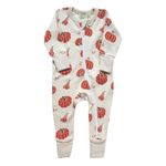 PARADE Organic Signature Print '2-Way' Zip Romper - Long Sleeve Pumpkins 12-18M no Mitts