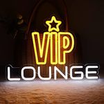 JFLLamp VIP Lounge Neon Signs for Wall Decor Neon Lights for Bedroom Led Business Signs Suitable for Night Club Bar Hotels Nail Salon Massage 5V Power Adapter, 16.2 * 11.4 Inch(Yellow+White)