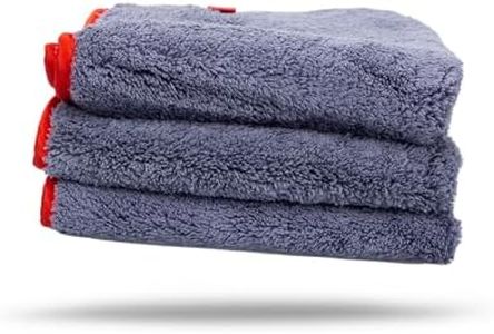 Maxshine 3 Pack Microfiber Towel - 600GSM Ultimate Crazy with Red Silk Border, Grey, 16”x24” (40x60cm) - Scratch-Free Towels for Fast Car Washing & Drying - Ideal for Car Detailing