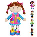 June Garden 15.5" Dressy Friends Belle - Educational Stuffed Plush Doll for Kids and Toddlers 2 Years and Up - Montessori Buckle Soft Toy