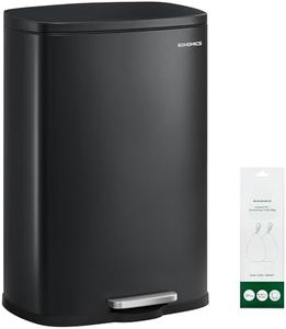 SONGMICS 20 Gallon (75 L) Trash Can, Stainless Steel, Step-On Pedal