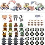 Hitatol Child's Toy 4in1 Take Apart Construction Vehicle Excavator, Roller,Bulldozer,Crusher,Screwdriver for 3+ Years Old Preschool Kids DIY Assembly Construction Truck, HSM2301