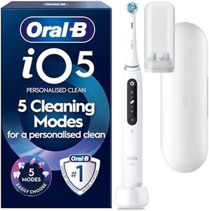 Oral-B iO5 Electric Toothbrushes for Adults,1 Toothbrush Head and Travel Case, 5 Modes with Teeth Whitening, 2 Pin Plug, White