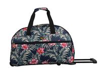 Lucas Designer Carry On Luggage Collection - Lightweight Pattern 22 Inch Duffel Bag- Weekender Overnight Business Travel Suitcase with 2- Rolling Spinner Wheels, ALOHA NAVY, Leisure