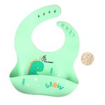 R for Rabbit Safari Silicone Bib for Baby Food Feeding BPA Free, Baby Apron Adjustable Straps With Food Pocket, Mess Free, Waterproof, Washable & Reusable Ideal for Babies 6 to 36 Months (Sea Green)