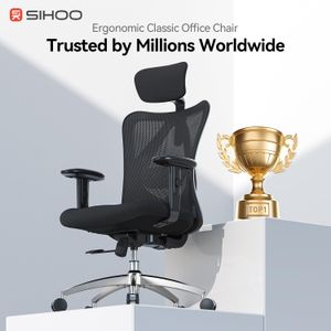 SIHOO Ergonomic Office Chair – Adjustable Headrest, Lumbar Support, High Back, Black