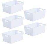 Wham Bam 4.02 Ice White Plastic Studio Storage Baskets Office Home & Kitchen Tidy Organiser 25.5 x 17 x 11cm (5 Baskets)