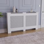 Vida Designs Oxford Radiator Cover Traditional White Painted MDF Cabinet, Large (H: 82 / W: 152 / D: 19 cm)