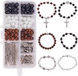 SUNNYCLUE 1 Box DIY 6Set Beaded Stretch Rosary Bracelet Making Kit Catholic Jesus Christ Crucifix Cross Prayer Beads Craft Kit, Nickel Free