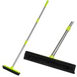 CGACOL Rubber Broom Carpet Rake Rubber Floor Brush Broom with Soft Squeegee Adjustable Long Handle Pet Hair Removal Broom for Househeld Cleaning Floor Indoor Outdoor 49" Length