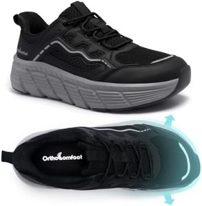 Men's Orthopedic Diabetic Wide Walking Shoes: Adjustable Fit Orthotic Arch Support Plantar Fasciitis Metatarsal Sneakers, Cushioning Sole Club Golf Indoor Athletic Tennis Shoes Black Size 11.5