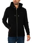 Superdry Men's Essential Logo Zip Hoodie Sweatshirt, Black/White, M