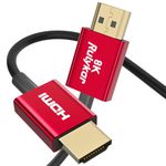 Rulykar Thin 4K HDMI 2.1 Cable 6.6FT/2M, Ultra High Speed 48Gbps, Ultra Thin HDMI 2.1 Φ3.6mm Cord,4K@60Hz, Dynamic HDR, eARC, Compatible with PS5, Xbox One, NS, GH5S, 4KUHD TV