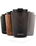 MAMEIDO Coffee Cup Travel Mug 350ml, 470ml & 700ml - Leakproof Travel Coffee Mug, Stainless Steel Travel Mugs for Hot Drinks BPA-Free (Ebony, 0,35l)