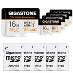 [MLC 10x High Endurance] Gigastone MLC Micro SD Card 16GB 5-Pack, 10x High Endurance 4K Video Recording, Security Cam, Dash Cam, Surveillance Cam Compatible 95MB/s, U3 C10