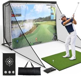 Sturdum 10x7ft Golf Hitting Net with Impact Screen & Side Net, Portable Golf Driving Net with Full Steel Frame, Target Cloth for Indoor Outdoor Backyard Driving Swing