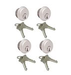 McAvory Commercial Storefront Door Lock Mortise Cylinders fits Adams Rite Kawneer Vistawall Deadbolt, in Aluminum (4 Pack, Matching Keys)