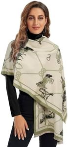 EXTREE Scarfs for Women Pashmina Silky Shawl Wrap for Evening Dressing Blanket Open Front Poncho Cape (AIL-white-horse)