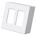 [5 Pack] BESTTEN USWP6 Matte Snow White Series 2-Gang Screwless Wall Plate, Decorative Faceplate Cover, Decorator Outlet Cover, 11.91cm x 12.01cm, for Light Switch, Dimmer, USB, GFCI, Receptacle