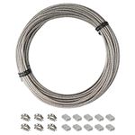 YEYIT 17Pcs Cable Rope Kit 10M Heavy-duty 304 Stainless Steel PVC Coated Steel Wire Rope, Aluminum Crimp Sleeve and Thimble, Outdoor String Lamp Light Suspension, Gardening cord, Railing Decoration