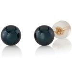 THE PEARL SOURCE 6.5-7.0mm Black Japanese Akoya Real Pearl Earrings for Women - 14k Gold Stud Earrings | Hypoallergenic Earrings with Genuine Cultured Pearls