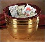 Large Offering Pot with Velvet Bag for Sunday Collections