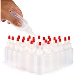 Juvale Boston Round Squeeze Bottles with Red Caps (2 oz, White, 24 Pack)