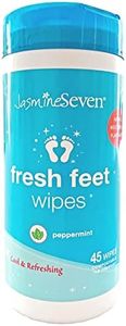 Jasmine Seven Fresh Feet Wipes - Peppermint - 45 Count Resealable Canister (Natural Foot and Body Wet Wipes)