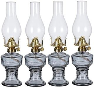 DNRVK 4 Pieces Rustic Oil Lamp Lantern Vintage Color Glass Kerosene Lamp 12.6''Chamber Oil Lamps for Indoor Use Decorative Antique Classic Old Hurricane Oil Lamp for Emergency Lighting