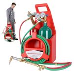 Oxy Acetylene Torch Kit, Portable Cutting Torch Kit with 4L Oxygen and 2L Acetylene Tanks, Oxygen Acetylene Torch Kit with Regulators and Gauges, Gas Welding Kits (Red)