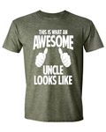 This is What an Awesome Uncle Looks Like, Funny T Shirt for Men, Humor Joke T-Shirt Tee Gifts, Uncle - Green Heather, Small