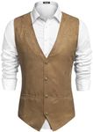 COOFANDY Men's Suede Leather Suit Vest Casual Western Vest Jacket Slim Fit Vest Waistcoat