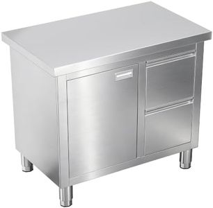 Jocisland 24x36 Inch Stainless Steel Work Table with Sliding Doors