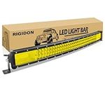 RIGIDON 32 Inch 405W Curved Amber LED Light Bar, Triple Row Flood Spot Combo 40500LM Light Bar Waterproof Driving Boat Offroad LED Work Light for ATV UTV Truck Roof Bumper