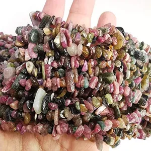 Loveliome 90 Inches Tourmaline Irregular Shaped Crystal and Healing Tumbled Chip Stone Beads for Jewelry Making