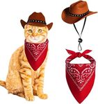 Dog Cowboy Hat and Bandana Scarf Dog Cat Puppy Hat Dog Cat Costume Cosplay Cap, 1Pc Pet Dog Cowboy Hat Cosplay Cap Puppy Pet Dog Hat,Cat Dog Pet Cowboy Hat and Bandana Scarf West Cowboy Hat,Brown