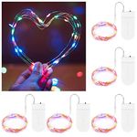 BROTOU LED String Lights, 2M 20 LED Battery Operated Fairy Lights, Waterproof Silver Plated Copper Wire Lights for in/Outdoor Decor, Christmas, Halloween, Valentine, Birthday (Multicolor, 5 Pack)