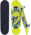 31Inch Skateboard Complete Deck Durable Skate Pro Skateboards 7-Layer Canadian Maple Wood for Adult Youth Kid Beginner Girl and Boy (dinosauro)