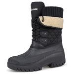 Knixmax Outdoor Winter Boots Ladies Warm Lined Snow Boots Winter Shoes with Waterproof Upper and Non-Slip Soles Suitable for Winter Snow Season Black UK8